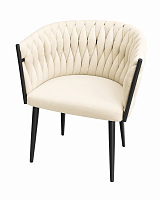 Scaun fotoliu Lotus Cream cu brațe, catifea, crem