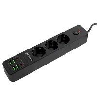 Prelungitor electric Proove Power Strip P-03, 3 Prize, 2m, Negru