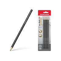 Set 4 creioane simple HB ErichKrause Jet Black, blister