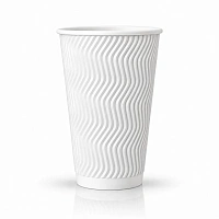 Pahar din hirtie Ripple S 16oz (480 ml) alb d90mm (25 buc)