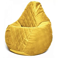 Fotoliu BeanBag din velur Maserrati "Romb", marimea "XXL" culoarea galbenă