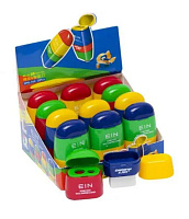Ascutitoare creione curcubeu cu 2 gauri +container +radiera