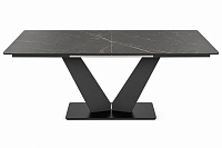 Masă extensibilă de dining „V Black Marble” aspect marmură neagră, lucioasă 140x-180x90