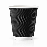Pahar din hirtie Ripple S 8oz (240 ml) negru d80mm (25 buc)