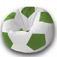 Fotoliu BeanBag minge din velur, culoarea alb cu verde