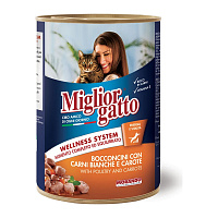 MORANDO bucati de conserve pentru pisici Professional Gatto Carni Bianche Carote 405g