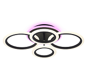 Lustra LED cu telecomanda 104W ACR-8067 Neagra, design Circle RGB, 4 brate, lumina reglabila 3000K-6500K