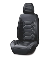 Set huse scaune auto universale, piele ecologica neagra, fata-spate
