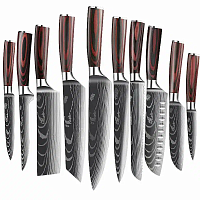 Set cutite Hocho profesional SHIRO GAMI, otel Japonez HRC 60, maner Deluxe Pakka, calire laser, 10 cutite