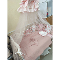 Borduri de protecție pentru pătuc Gardulet Subțire Pink Balerine+Baldahin