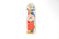 Set 12 creioane NEON HB de grafit cu radiera  QICAI