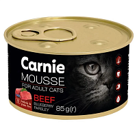 Hrană umedă pentru pisici Carnie Mousse cu vită, mure, pătrunjel și jeleu – 85 g x24