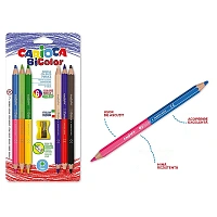 Set creioane colorate 6buc Carioca BiColor Maxi +ascutitoare, 12culori
