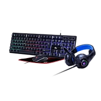 Set Tastatură + Mouse + Mouse Pad + Căști Gembird GGS-UMGL4-02, Cu fir, Negru
