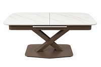 Masă extensibilă de dining „Elegant Cross” 120–160×80 cm, marmură albă lucioasă