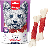 WANPY Oven-roasted Duck Jerky & Calcium Bone Twists for DOG  100g x10 (official)