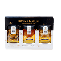 Set De Miere Cu Nuci Și Fructe (Miere De Salcâm Cu Miez De Nuci, Miere De Salcâm Cu Caise, Miere De Salcâm Cu Alune De Pădure) Regina Naturii