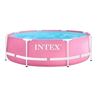 Piscină INTEX Metal Frame Pink 244x76cm, 2843L, cadru metalic