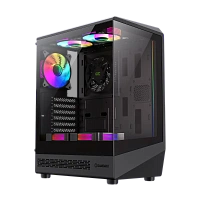 Carcasă PC Gamemax Vista COC AB, Midi-Tower, Fără PSU, Negru