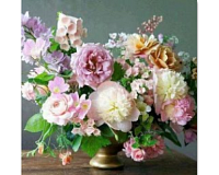 Mozaic cu Diamante 40 x 50 cm Buchet Delicat de Bujori, Diamond Painting, Kit Creativ cu Strasuri Acrilice, Panza pe Targa