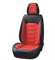 Set huse scaune auto universale, piele ecologica negru cu rosu, fata-spate