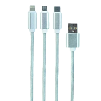 Cablu încărcare și sincronizare Cablexpert CC-USB2-AM31-1M-G, USB Type-A/Micro USB, Type-C, Lighting, 1m, Alb