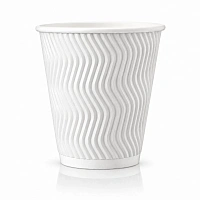 Pahar din hirtie Ripple S 10oz (300 ml) alb d90mm (25 buc)