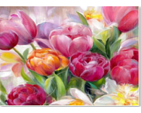 Mozaic cu Diamante 40 x 50 cm Buchet de Lalele, Diamond Painting, Kit Creativ cu Strasuri Acrilice, Panza pe Targa