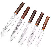 Set 5 cutite profesionale seria Timeless, otel japonez HRC 60 calire manuala, maner de lemn