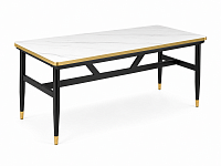 Masă de dining „Nord Marble” 120×70 cm, marmură albă, cant auriu