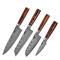 Set 4 cutite profesionale HOCHO JP, otel japonez HRC 60 calire laser, maner Delux Pakka