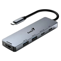 USB-C Hub 5-in-1: 100W PD x1, USB-C 3.0 x1, USB-A 3.0 x2, HDMI x1, Genius UH-500, Gray