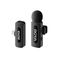 Microfon portabil pentru înregistrare vocală Boya BY-V1 V2.0, Fără fir, Negru