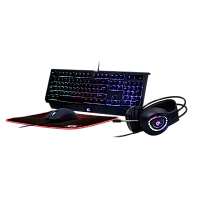 Set Tastatură + Mouse + Mouse Pad + Căști Gembird GGS-UMGL4-01, Cu fir, Negru