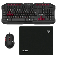 Set Tastatură + Mouse + Mouse Pad SVEN GS-9200, Cu fir, Negru/Rosu
