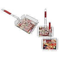Plasa pentru gril BBQ 23X30cm, cu maner din lemn