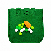 Geanta pentru Copii din Fetru cu Pompoane, Verde, 23 x 23 x 12 cm, Aplicatie Morcov, Reutilizabila