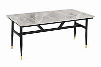 Masă de dining Loft Marble Grey, efect marmură gri / cadru metalic negru 120x70 cm