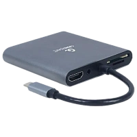 Adaptor Video Cablexpert A-CM-COMBO6-01, USB Type-C - VGA, HDMI, USB Type-C, USB Type-A, SD card-reader, Gri