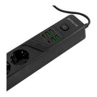 Prelungitor electric Proove Power Strip P-04, 4 Prize, 2m, Negru