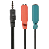 Audio Adaptor Cablexpert CCA-417, 3.5mm 4-pin (M) - 2x 3.5mm 3-pin (F), 0,2m, Negru