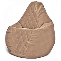 Fotoliu BeanBag din velur Maserrati "Romb", marimea "XXL" culoare cafea