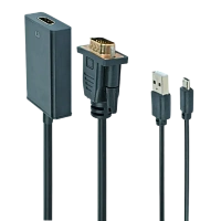 Convertor Video/Audio Cablexpert A-VGA-HDMI-01, VGA D-Sub + 3.5 mm Jack - HDMI (F), 0,15m, Negru