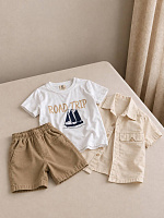 Set pentru băieți: tricou, pantaloni scurți și cămașă, Turcia