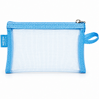 Penar din Plasa cu Fermoar 22x12 cm, 1 Compartiment, Albastru Deschis