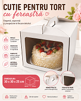 Cutie pentru tort 30*30*25 cm cu fereastră set 5 buc.