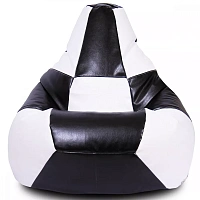 Fotoliu Bean Bag pară Şahmate mărimea L din ecopiele MAX culoarea neagră cu alb