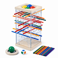 Joc din lemn Montessori cu bile si betisoare, wooden board game copii, joc echilibru si strategie, jucarie educativa lemn, dezvoltare motricitate fina, joc interactiv copii 3+ ani, cadou educativ
