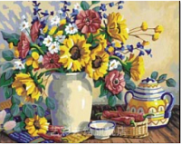 Mozaic cu Diamante 40 x 50 cm Buchet cu Floarea-Soarelui, Diamond Painting, Kit Creativ cu Strasuri Acrilice, Panza pe Targa