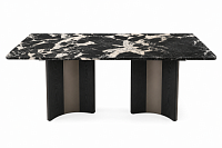 Masă de dining „Black Marble Premium” aspect marmură neagră, lucioasă 160x80